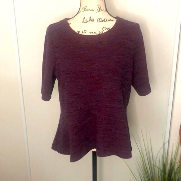 LOFT Peplum Knit Blouse Size Large - Picture 2 of 5